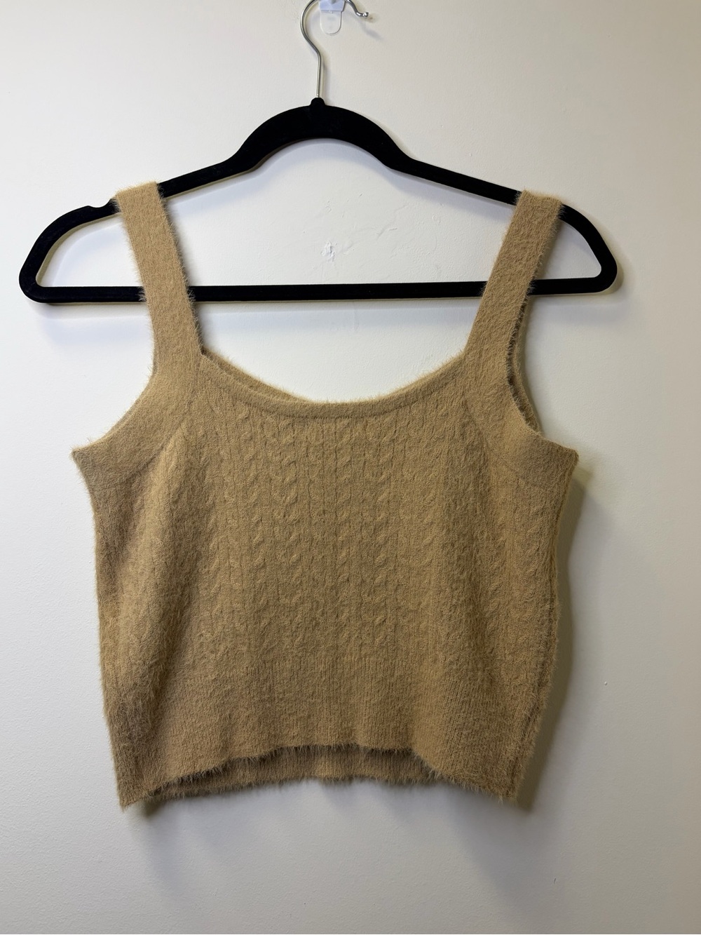 Cupcake Clothing Fuzzy Knit Crop Tank – Size M in Camel/ Nude Color - Picture 4 of 4